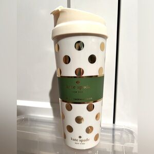 BNWT Kate Spade acrylic double wall 16 oz tumbler- cream with gold dots